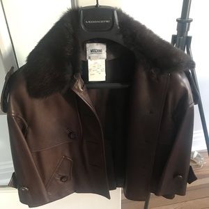 Moschino cropped leather jacket